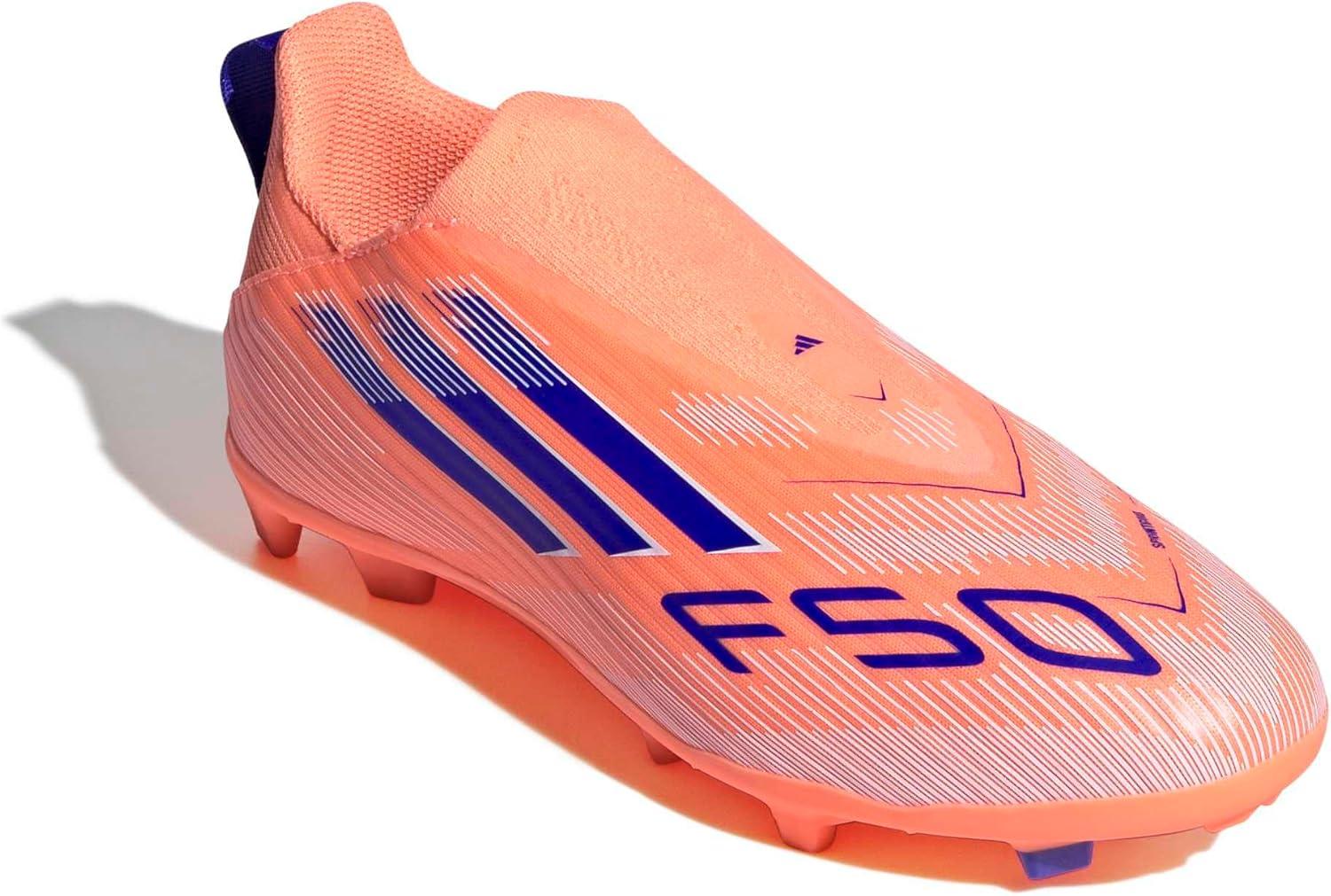 image:imageadidas League Laceless Firm GroundMulti Ground Soccer Cleats BlackBeam OrangeLucid BlueWhite