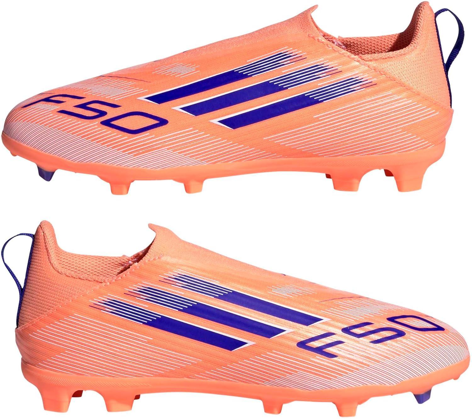 image:imageadidas League Laceless Firm GroundMulti Ground Soccer Cleats BlackBeam OrangeLucid BlueWhite