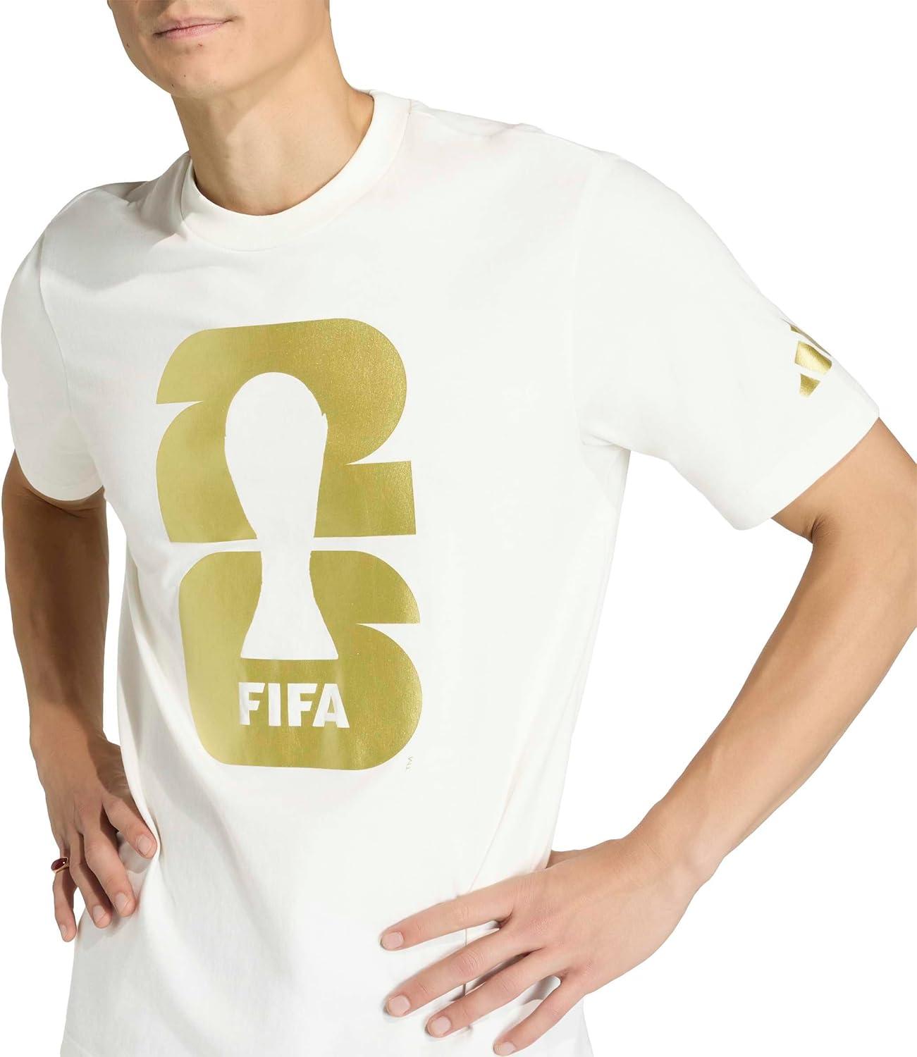 image:imageadidas Mens FIFA World Cup 26 Match Ball Graphic TShirtCore WhiteMetallic Gold