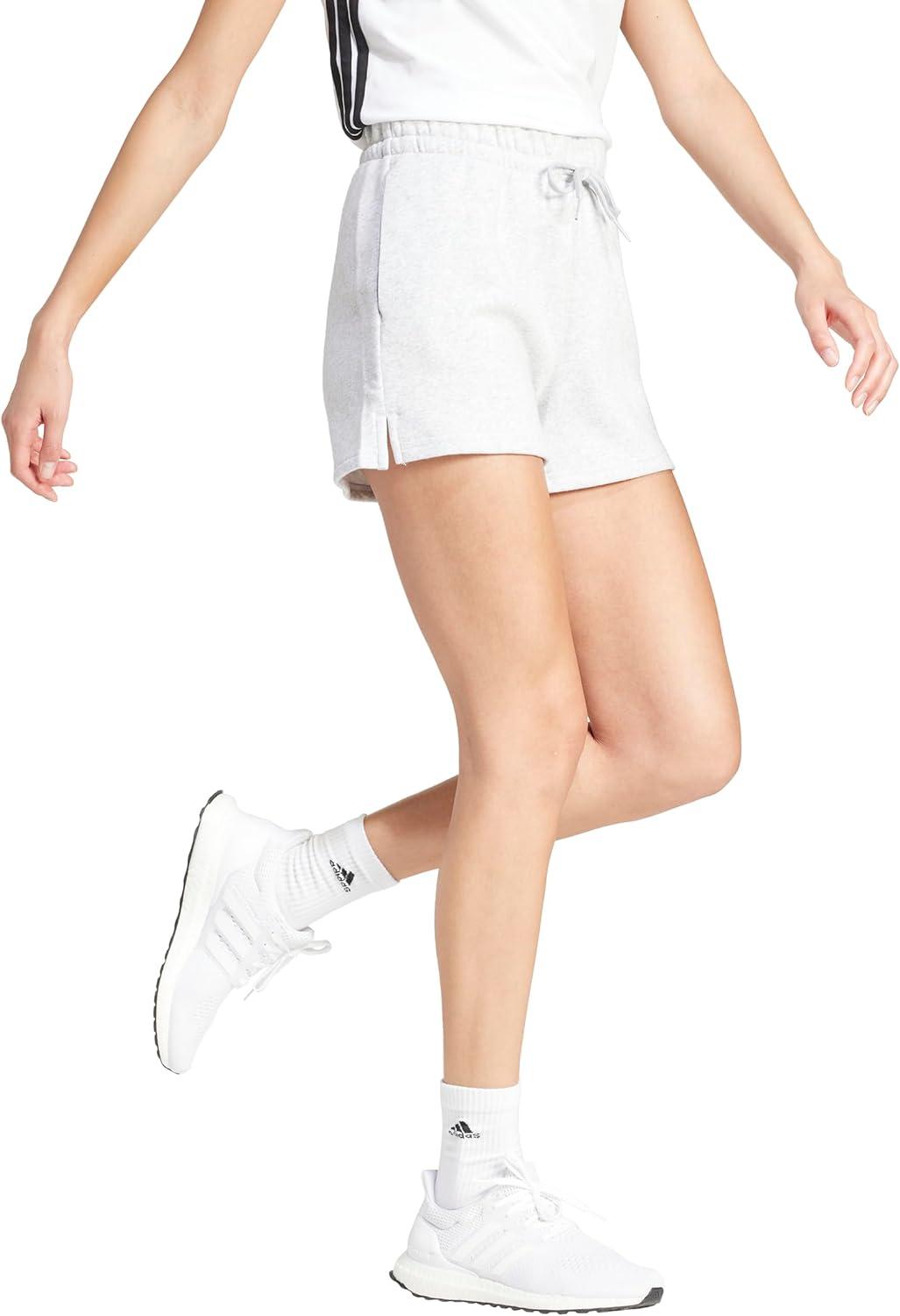 image:imageAdidas Womens Essentials Small Logo Feel Cozy ShortsLight Grey HeatherWhite