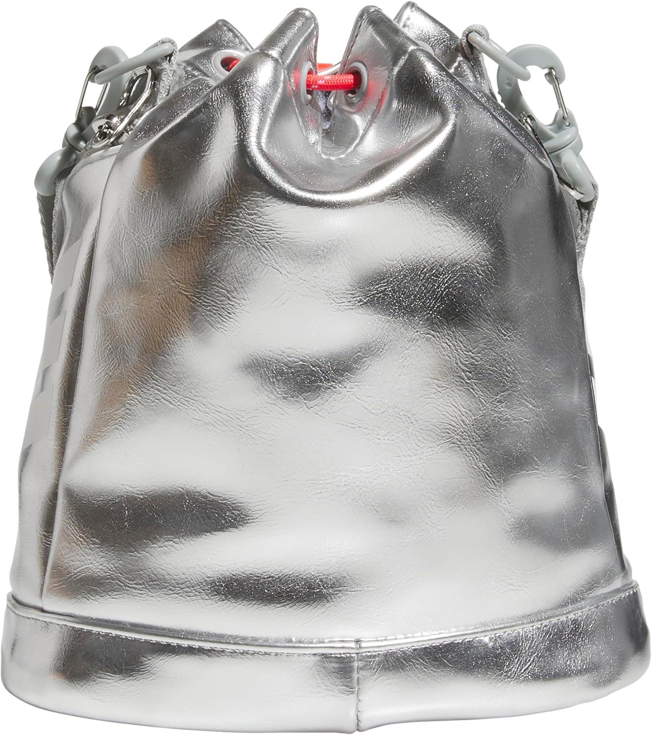 image:imageadidas Boot Bucket Crossbody 4L Soccer Game Sports Event Small Drawstring Bag for Men amp WomenSilver MetallicLucid RedWhite