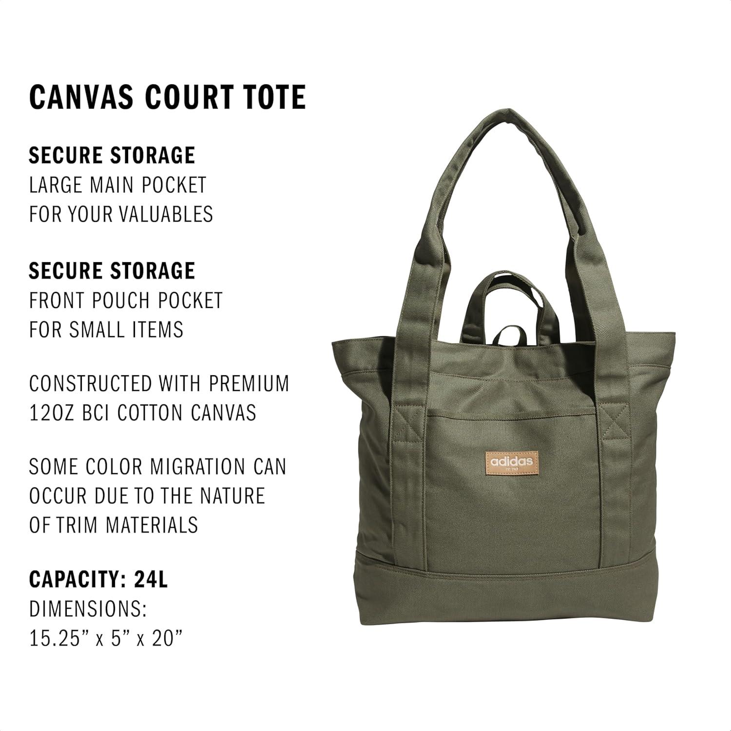 image:imageadidas Canvas Court Tote Bag for Women and MenOlive Strata Green