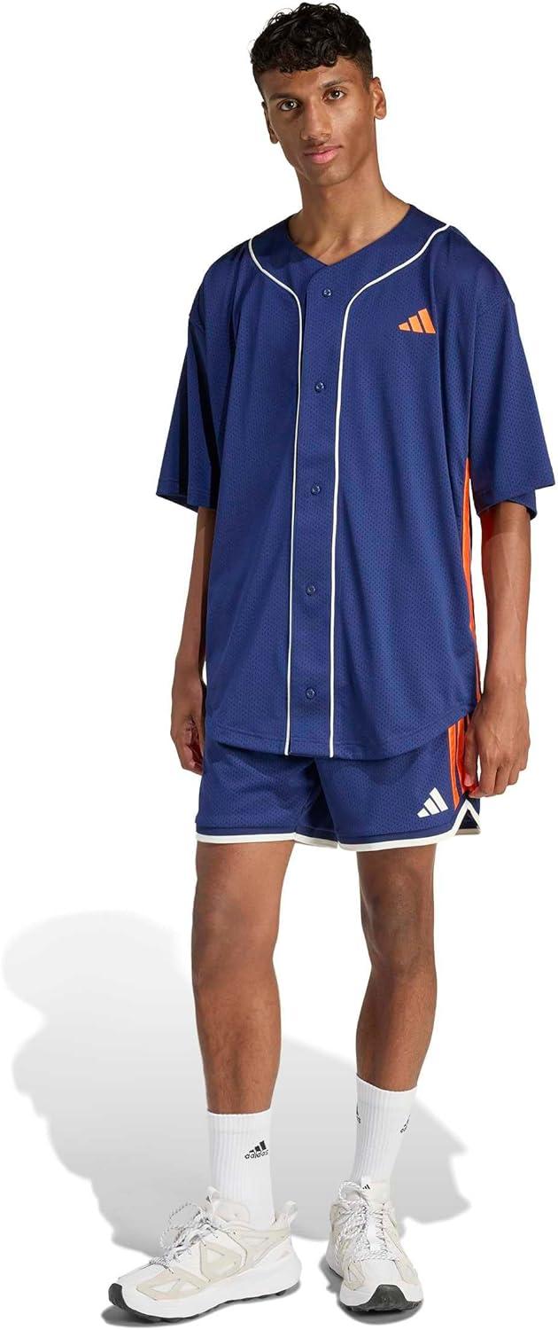 image:imageadidas Mens Men Stadium Seasonal Basketball ShirtDark BlueOff White