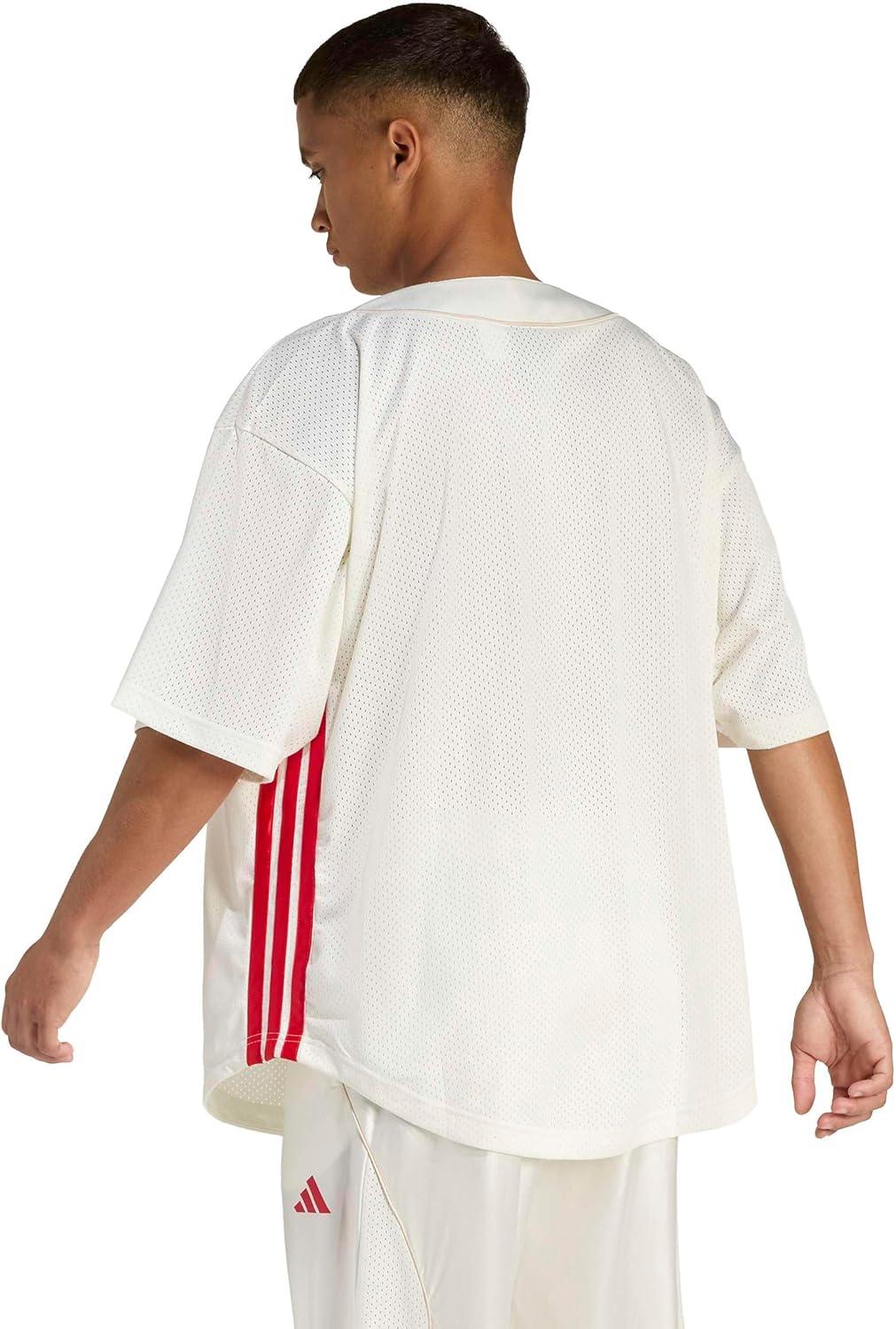 image:imageadidas Mens Men Stadium Seasonal Basketball ShirtOff WhiteCrystal LinenPure Ruby