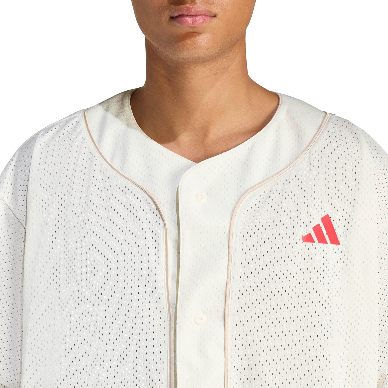 image:imageadidas Mens Men Stadium Seasonal Basketball ShirtOff WhiteCrystal LinenPure Ruby