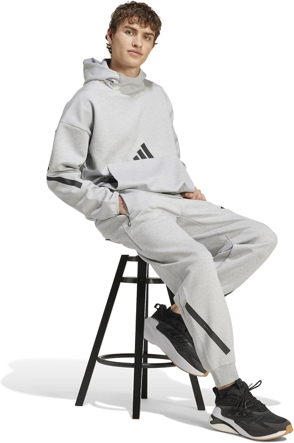image:imageadidas Mens ZNE Pants Training Casual Drawstring BeigeMedium Grey Heather