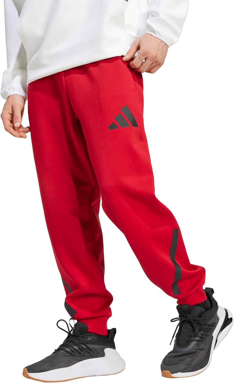 image:imageadidas Mens ZNE Pants Training Casual Drawstring BeigeTeam Power Red
