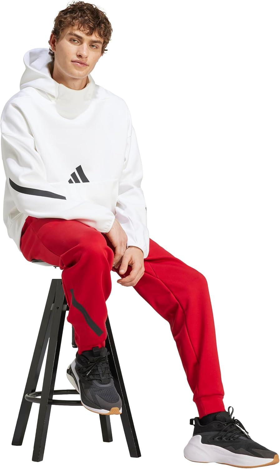 image:imageadidas Mens ZNE Pants Training Casual Drawstring BeigeTeam Power Red