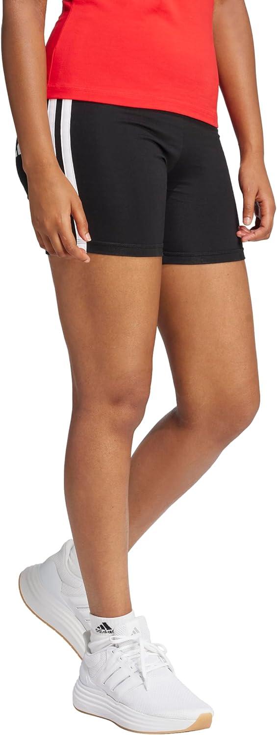 image:imageadidas Womens Essentials 3Stripes HighWaisted Biker ShortsBlackWhite