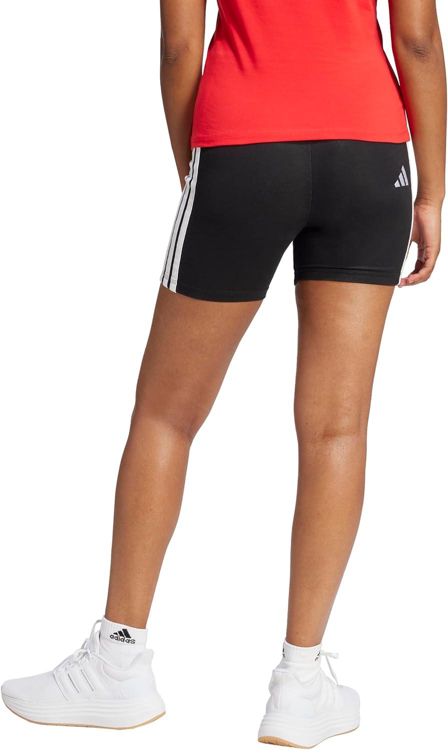 image:imageadidas Womens Essentials 3Stripes HighWaisted Biker ShortsBlackWhite