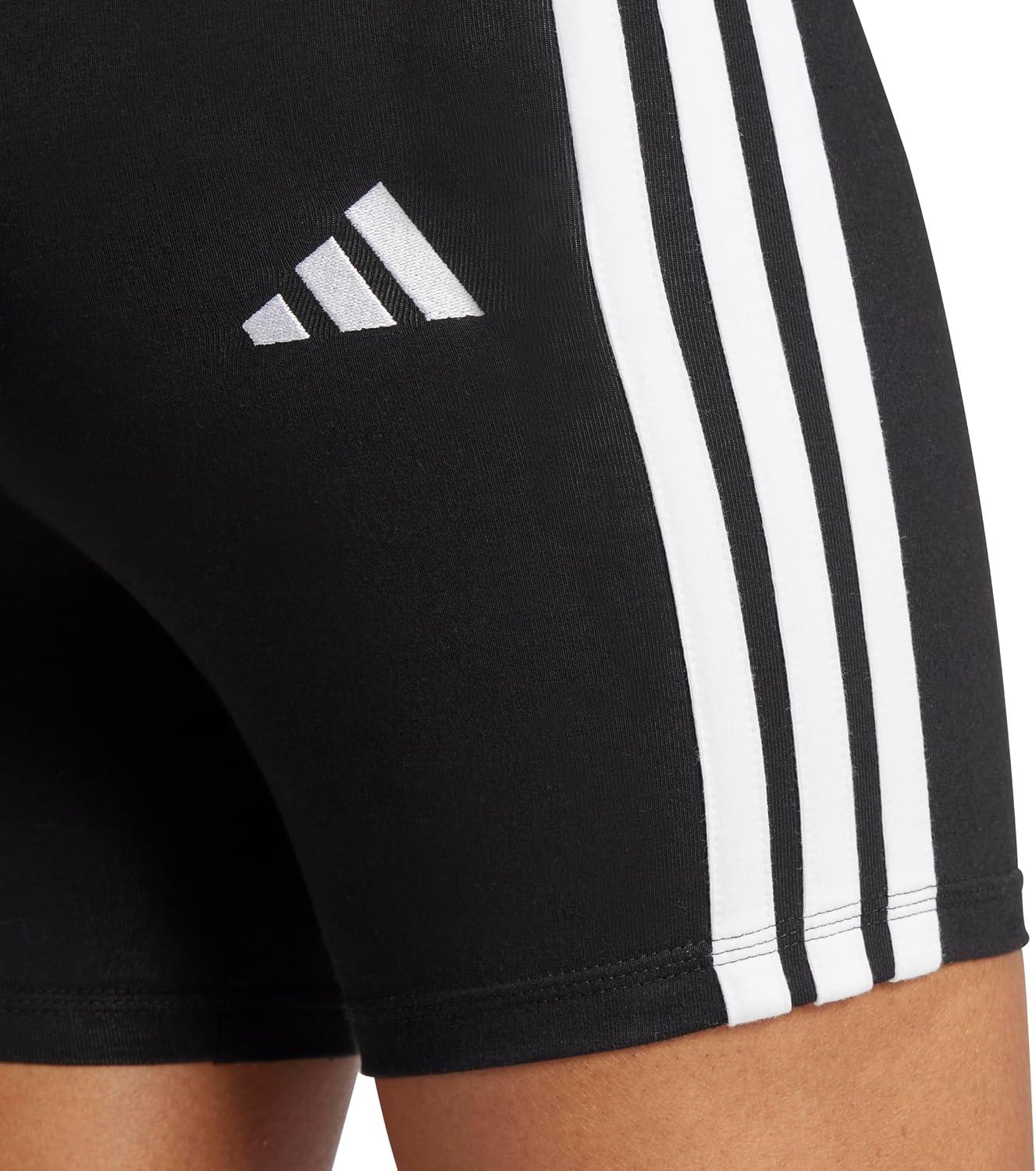 image:imageadidas Womens Essentials 3Stripes HighWaisted Biker ShortsBlackWhite