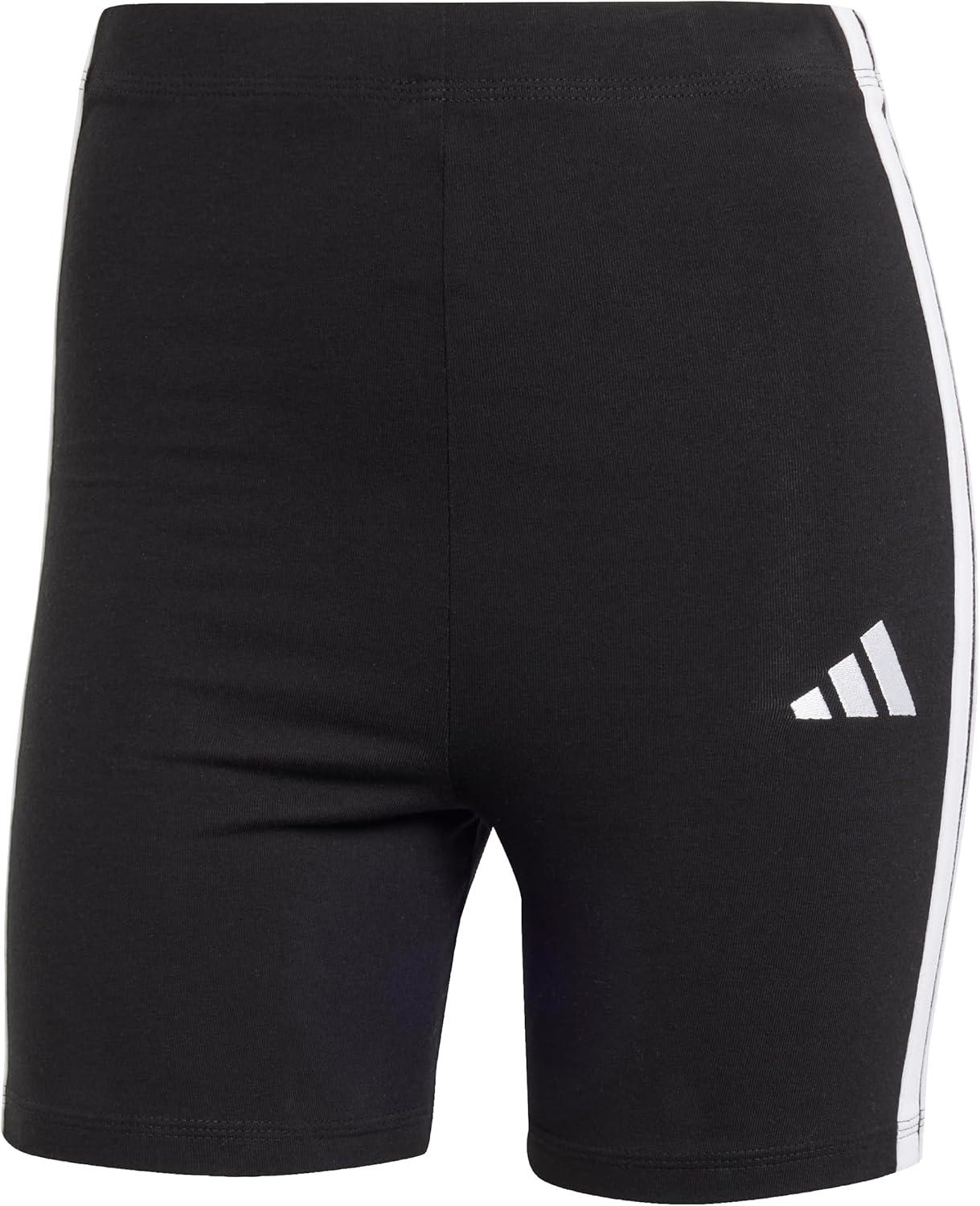 image:imageadidas Womens Essentials 3Stripes HighWaisted Biker ShortsBlackWhite