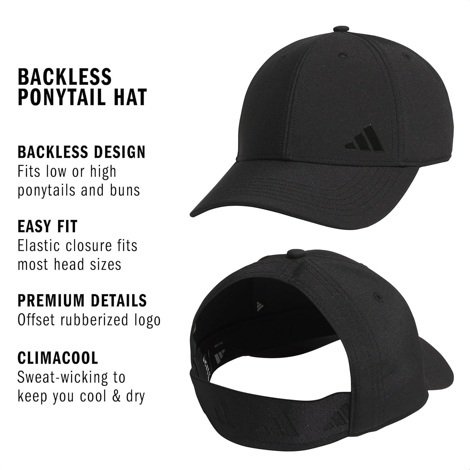 image:imageadidas Womens Ponytail Hat Backless Baseball CapBlackBlack30