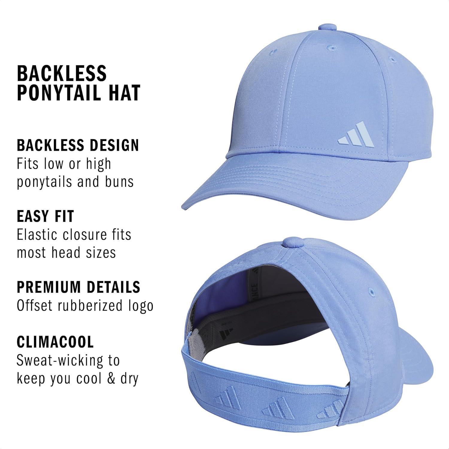image:imageadidas Womens Ponytail Hat Backless Baseball CapBlue FusionGlow Blue20