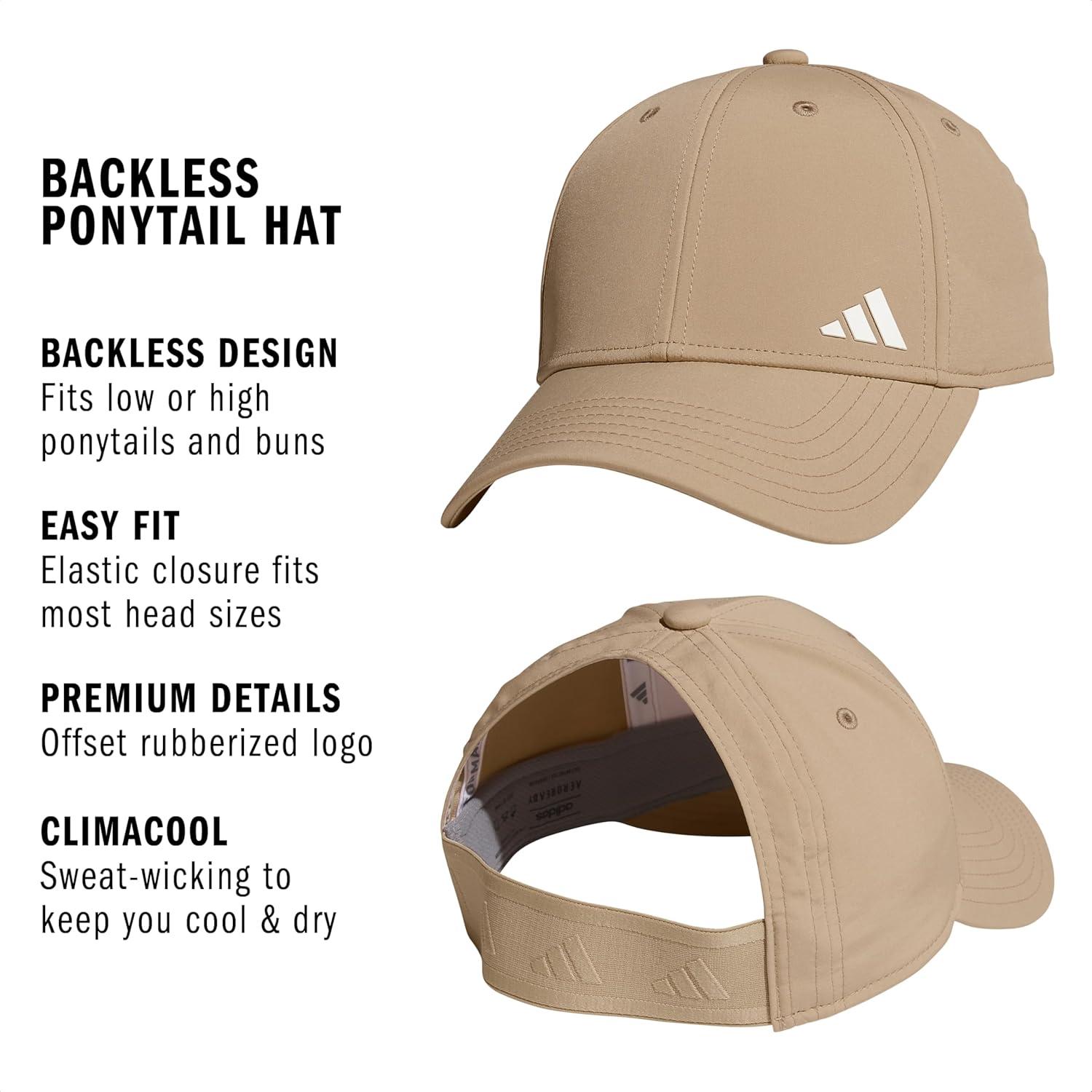 image:imageadidas Womens Ponytail Hat Backless Baseball CapMagic BeigeOff White20