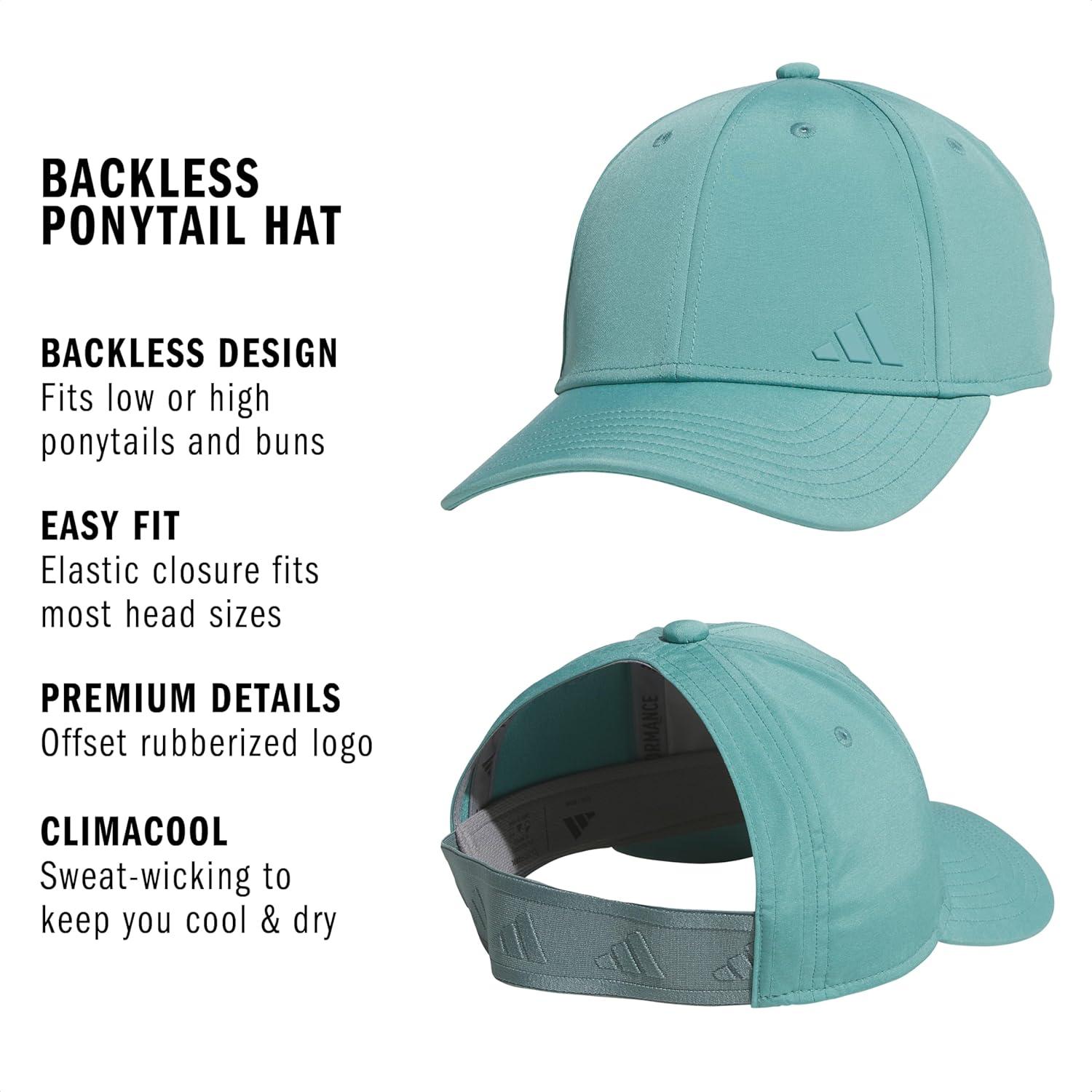 image:imageadidas Womens Ponytail Hat Backless Baseball CapPowder Teal Green20