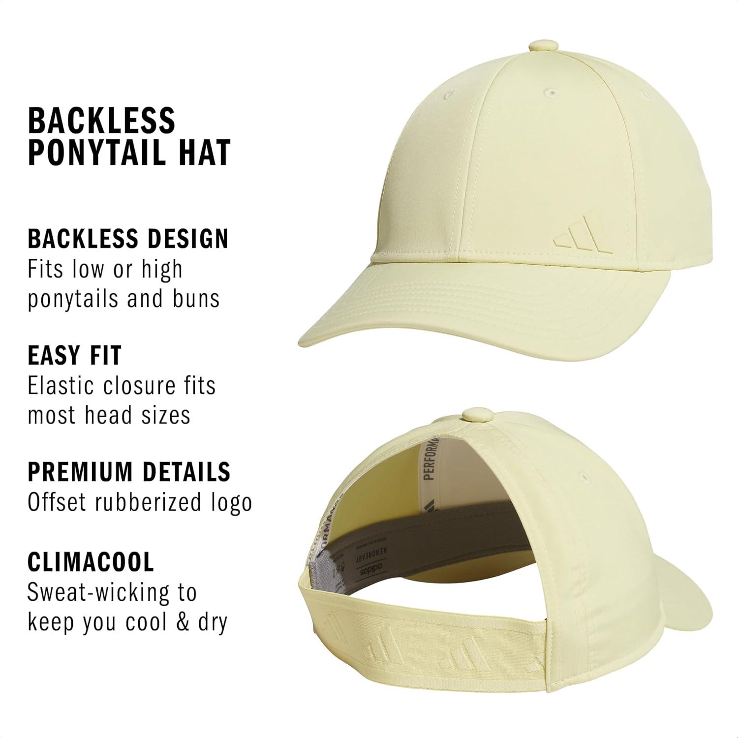 image:imageadidas Womens Ponytail Hat Backless Baseball CapPowder Yellow20