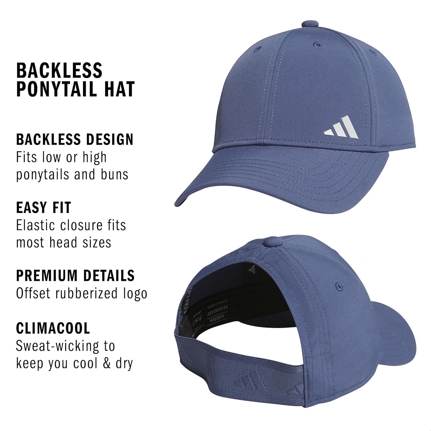 image:imageadidas Womens Ponytail Hat Backless Baseball CapPreloved Ink BlueSilver Metallic20
