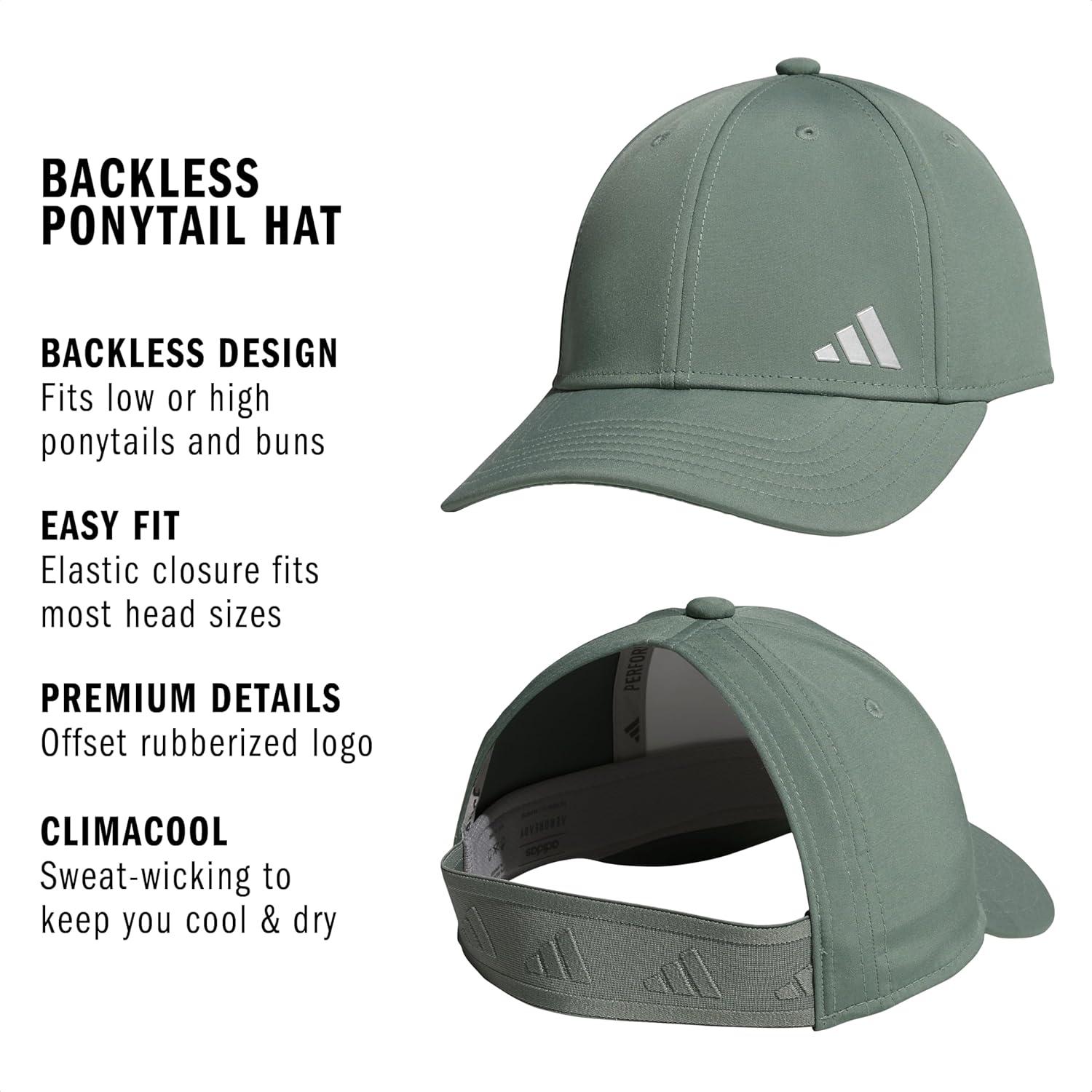 image:imageadidas Womens Ponytail Hat Backless Baseball CapSilver GreenSilver Metallic20