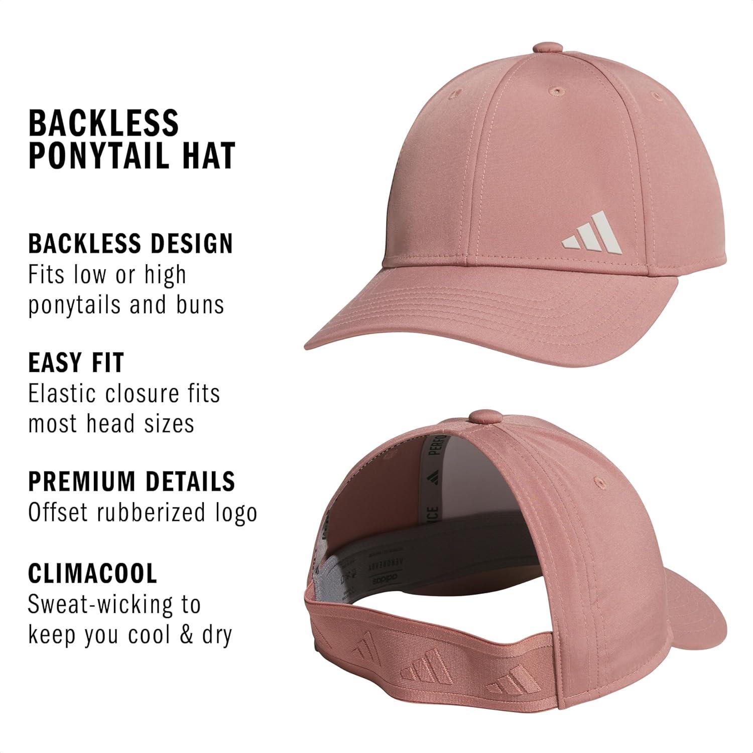 image:imageadidas Womens Ponytail Hat Backless Baseball CapWarm Clay PinkWonder Alumina Grey20