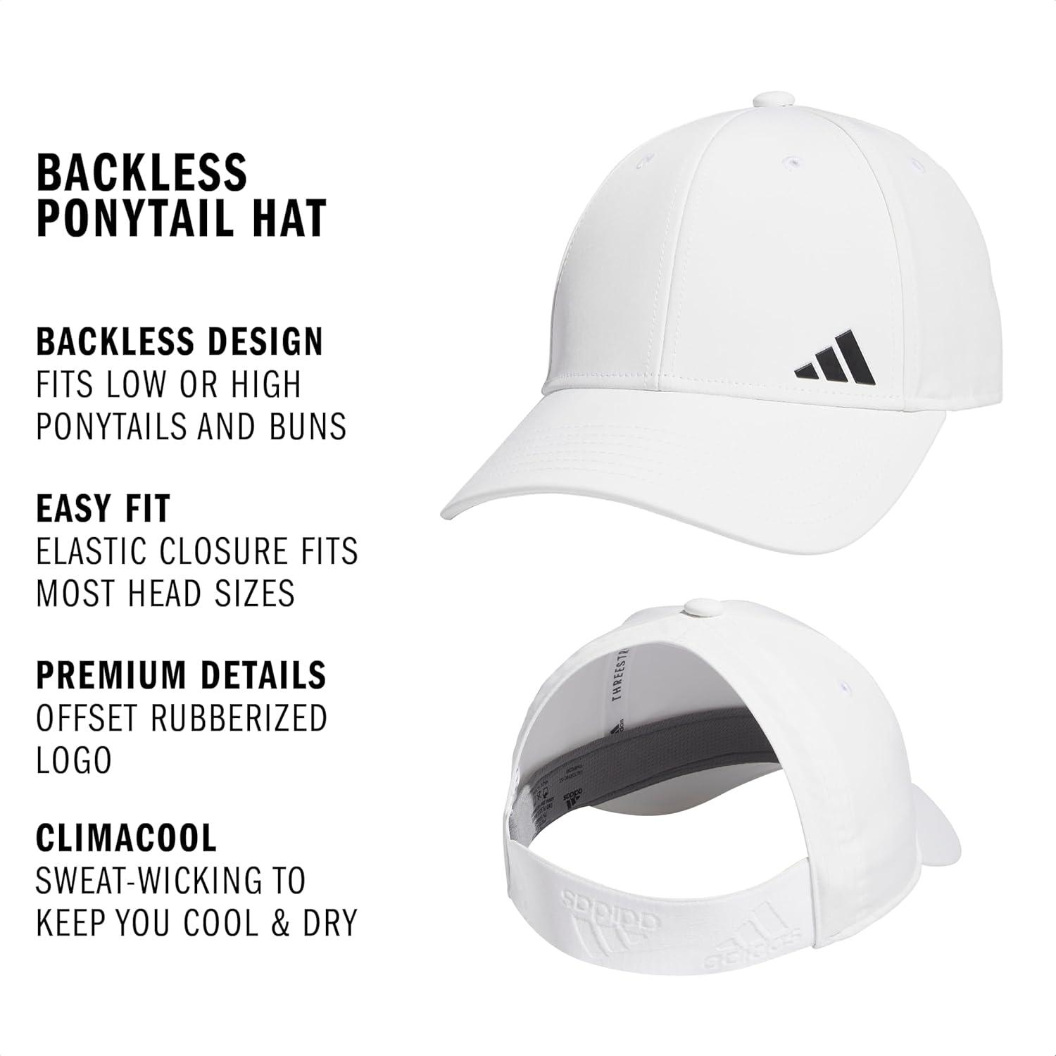 image:imageadidas Womens Ponytail Hat Backless Baseball CapWhiteBlack10