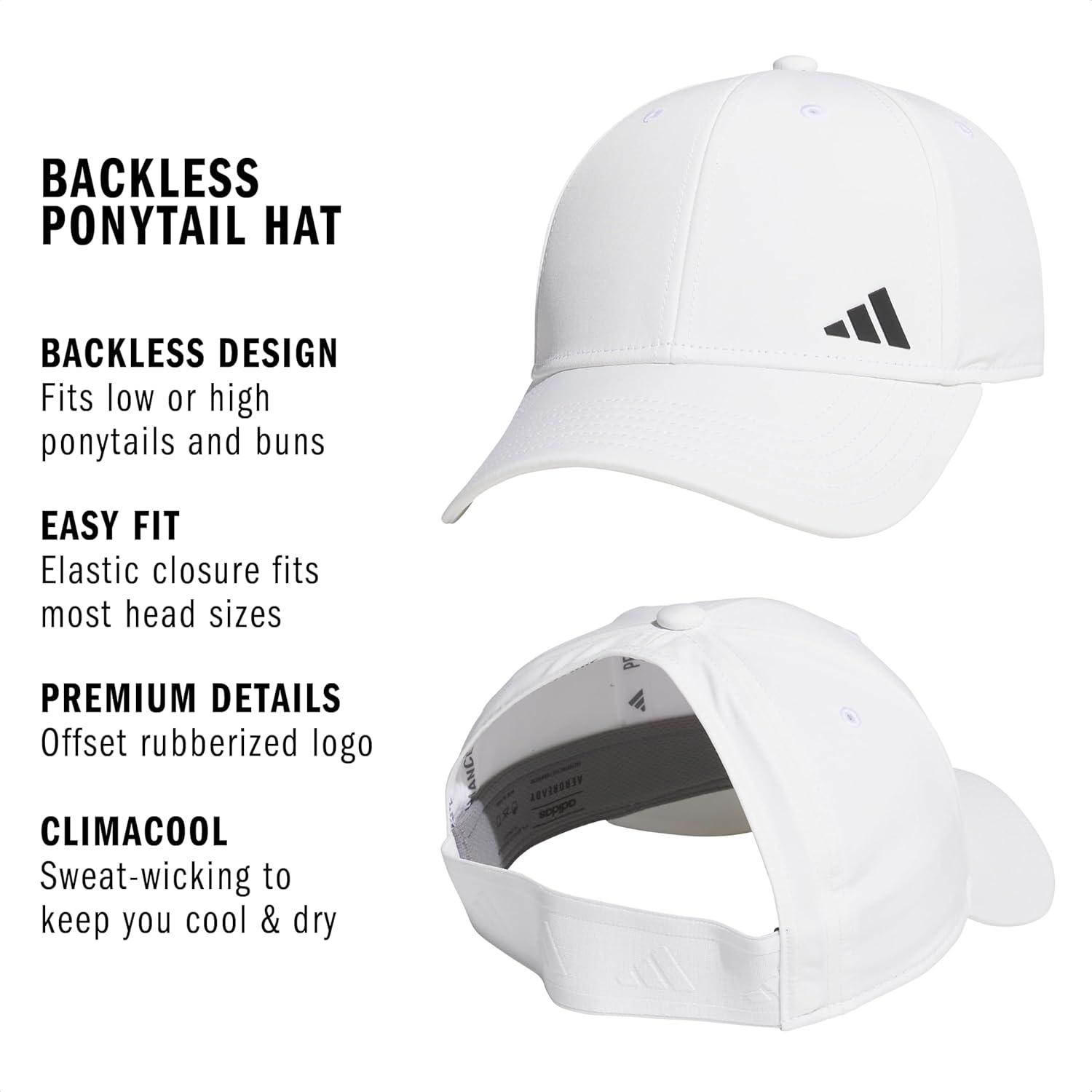 image:imageadidas Womens Ponytail Hat Backless Baseball CapWhiteBlack20