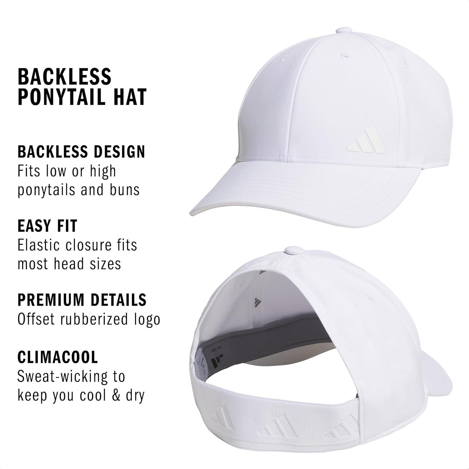 image:imageadidas Womens Ponytail Hat Backless Baseball CapWhiteWhite30