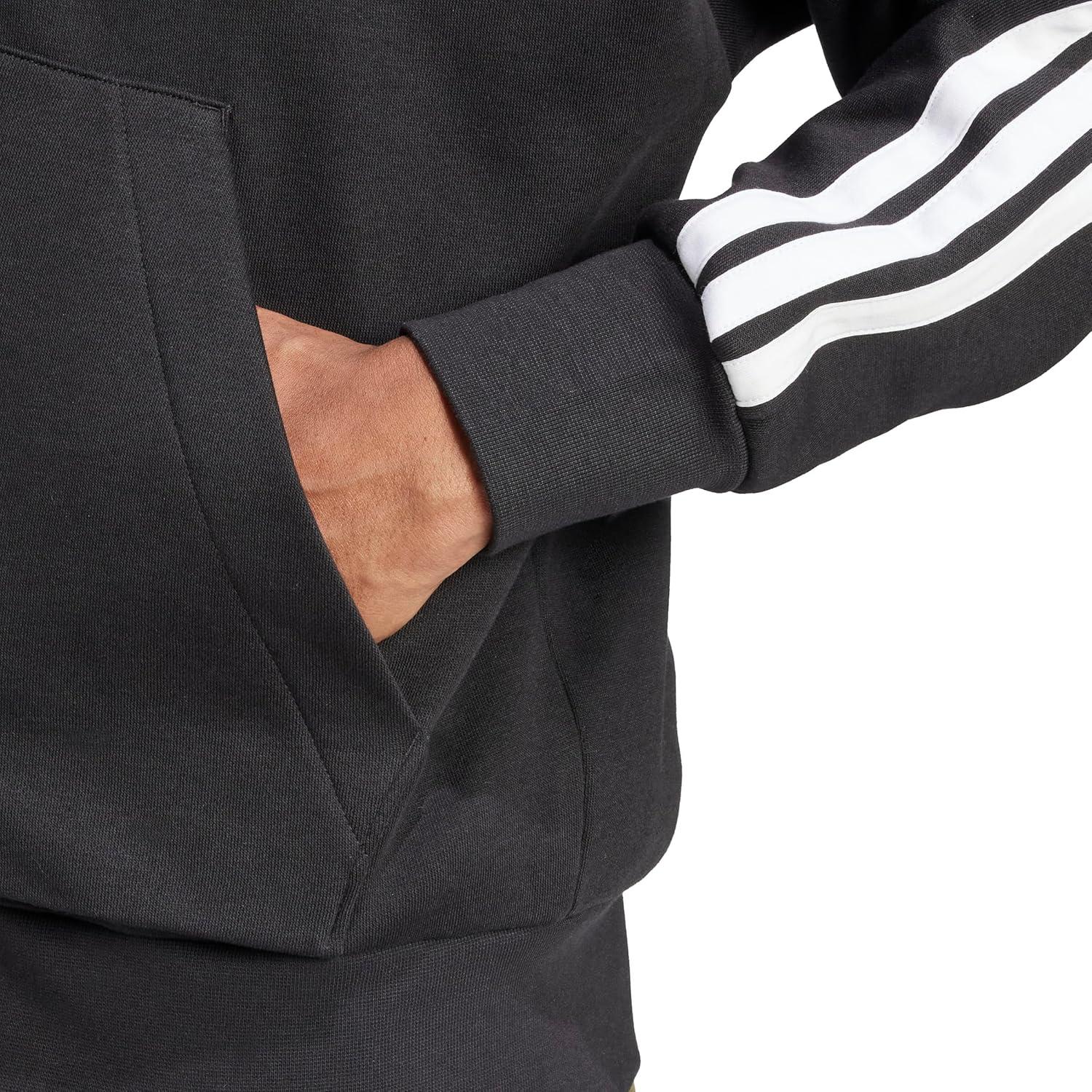 image:imageadidas mens Essentials 3stripes Fleece Fullzip Hooded Track TopBlackWhite