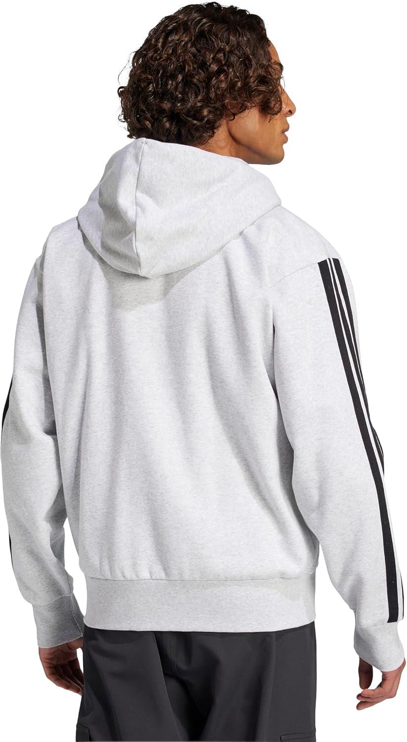 image:imageadidas mens Essentials 3stripes Fleece Fullzip Hooded Track TopLight Grey HeatherBlack