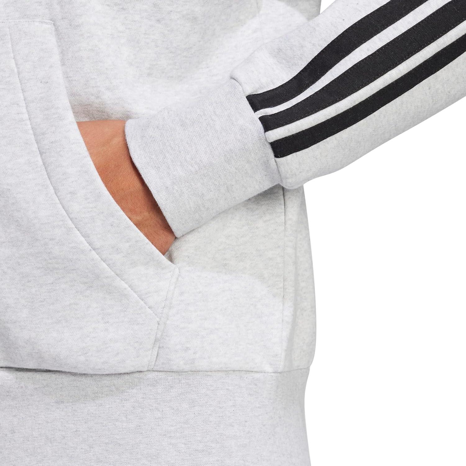 image:imageadidas mens Essentials 3stripes Fleece Fullzip Hooded Track TopLight Grey HeatherBlack