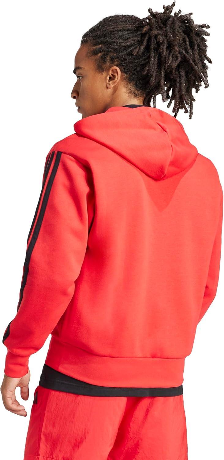 image:imageadidas mens Essentials 3stripes Fleece Fullzip Hooded Track TopPure RubyBlack