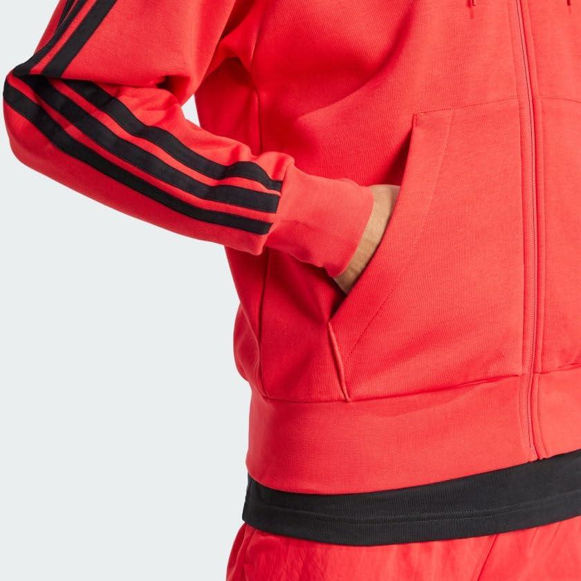 image:imageadidas mens Essentials 3stripes Fleece Fullzip Hooded Track TopPure RubyBlack