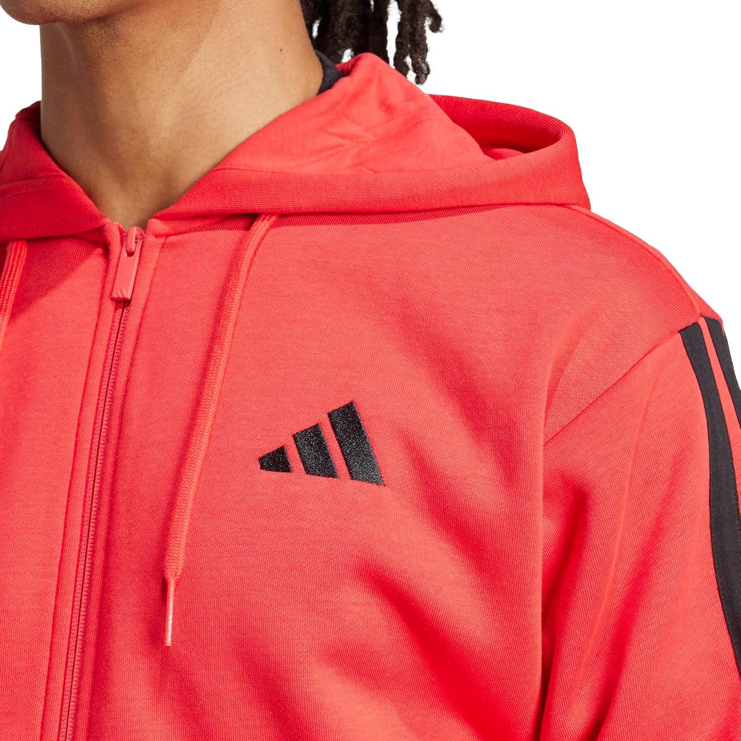 image:imageadidas mens Essentials 3stripes Fleece Fullzip Hooded Track TopPure RubyBlack