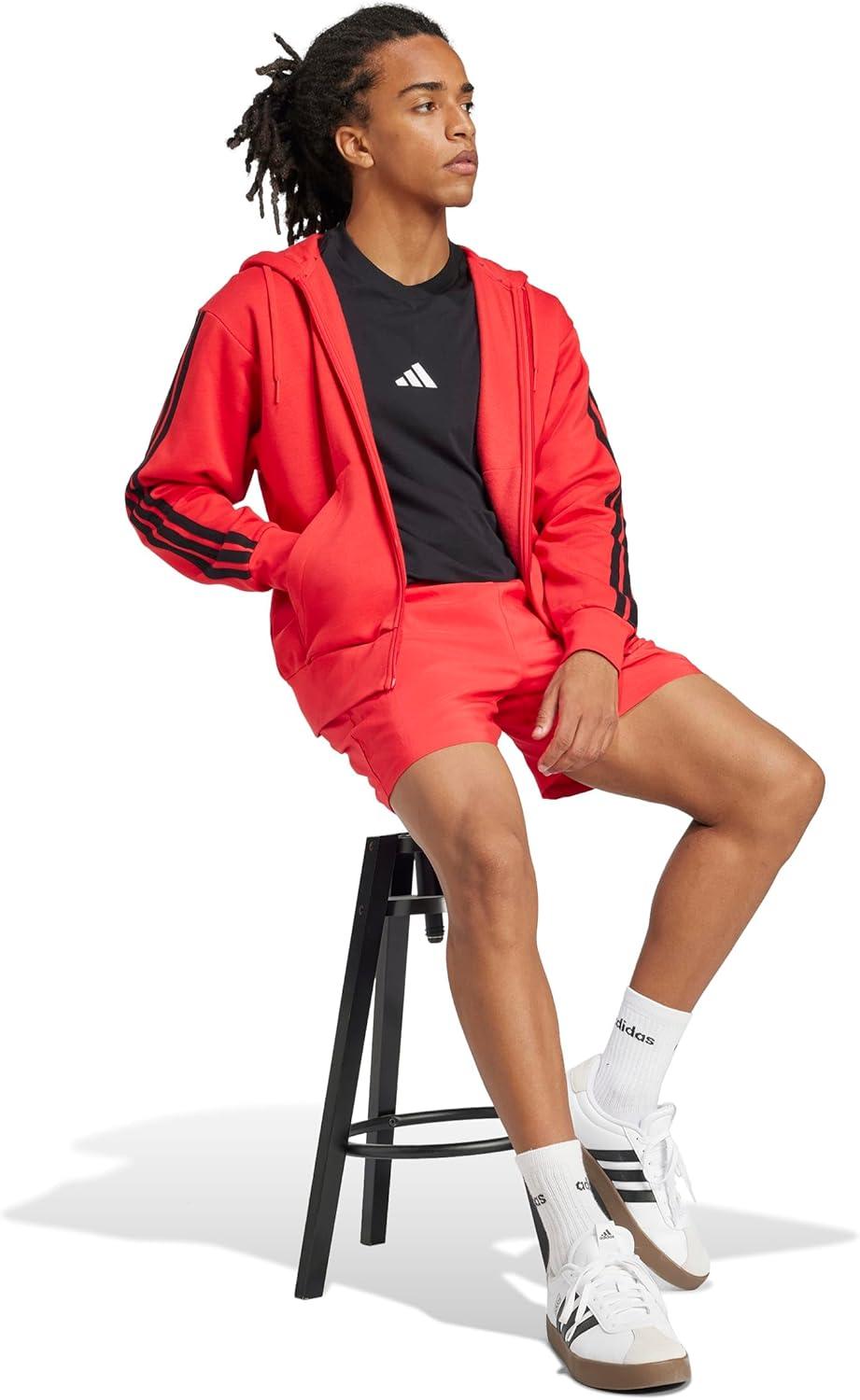 image:imageadidas mens Essentials 3stripes Fleece Fullzip Hooded Track TopPure RubyBlack