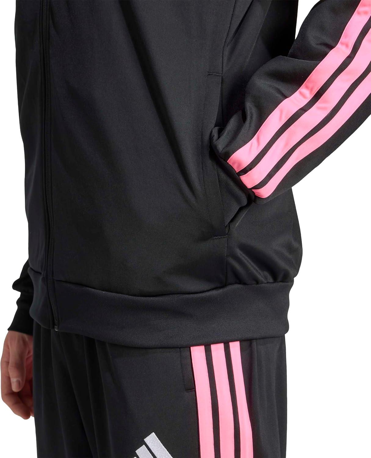 image:imageadidas mens Essentials Warmup 3stripes Track TopBlackLucid Pink
