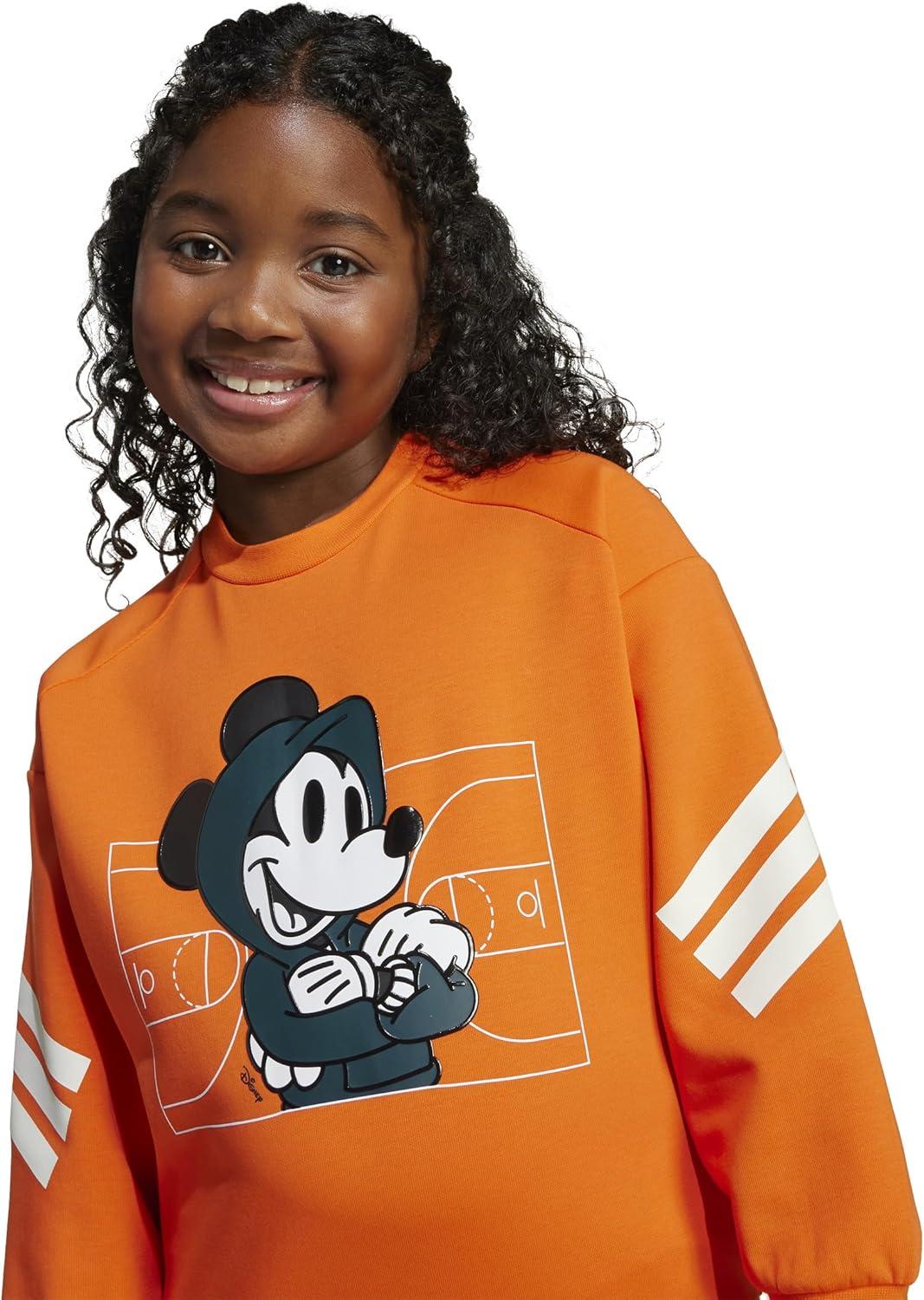 image:imageadidas unisexchild Disney Mickey Mouse SweatshirtSemi Impact OrangeOff White