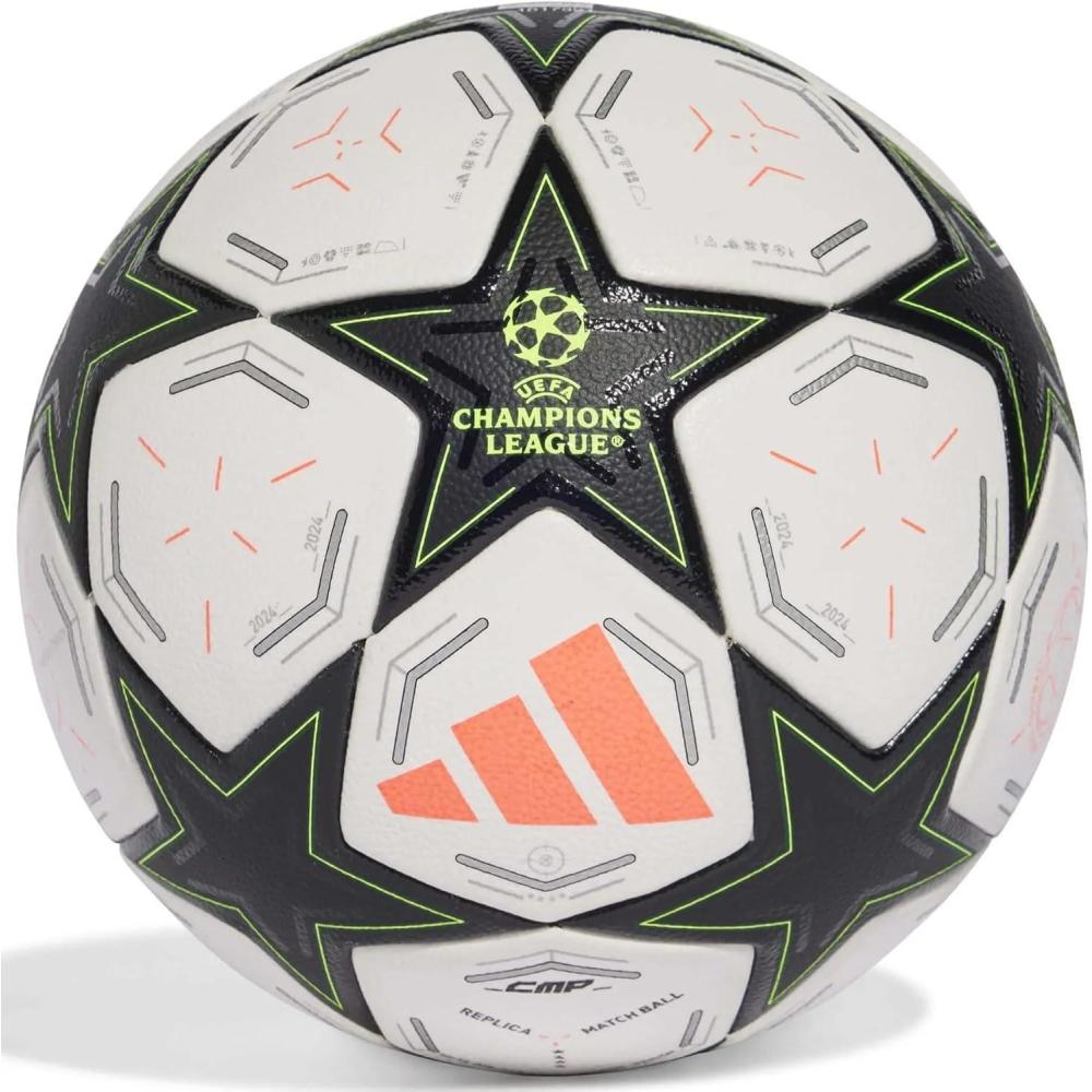 image:imageAdidas UCL Competition 2425 Group Stage Soccer BallWhiteBlackPlatin MetallicTeam Solar Yellow