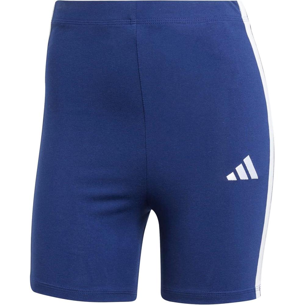 image:imageadidas Womens Essentials 3Stripes HighWaisted Biker ShortsDark BlueWhite