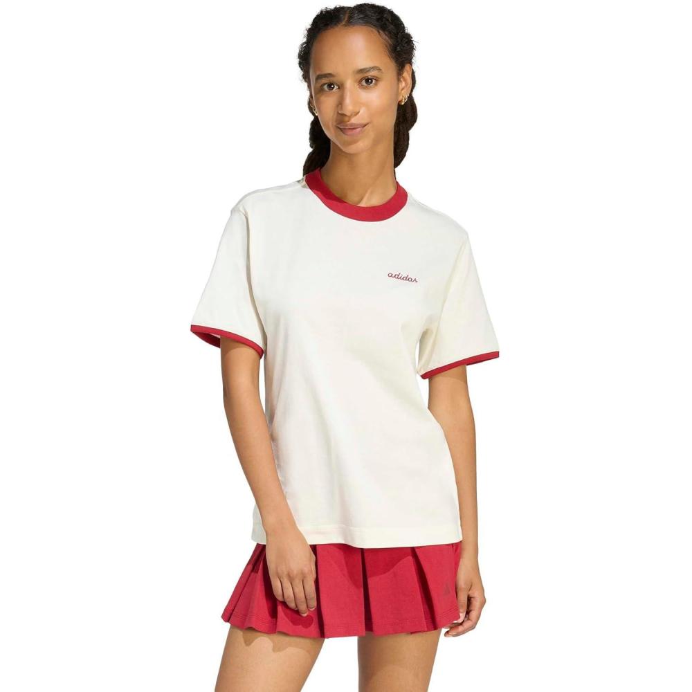 image:imageadidas Womens Seasonal Essentials Colorpop TShirt with EmbroideOff WhiteMaroon