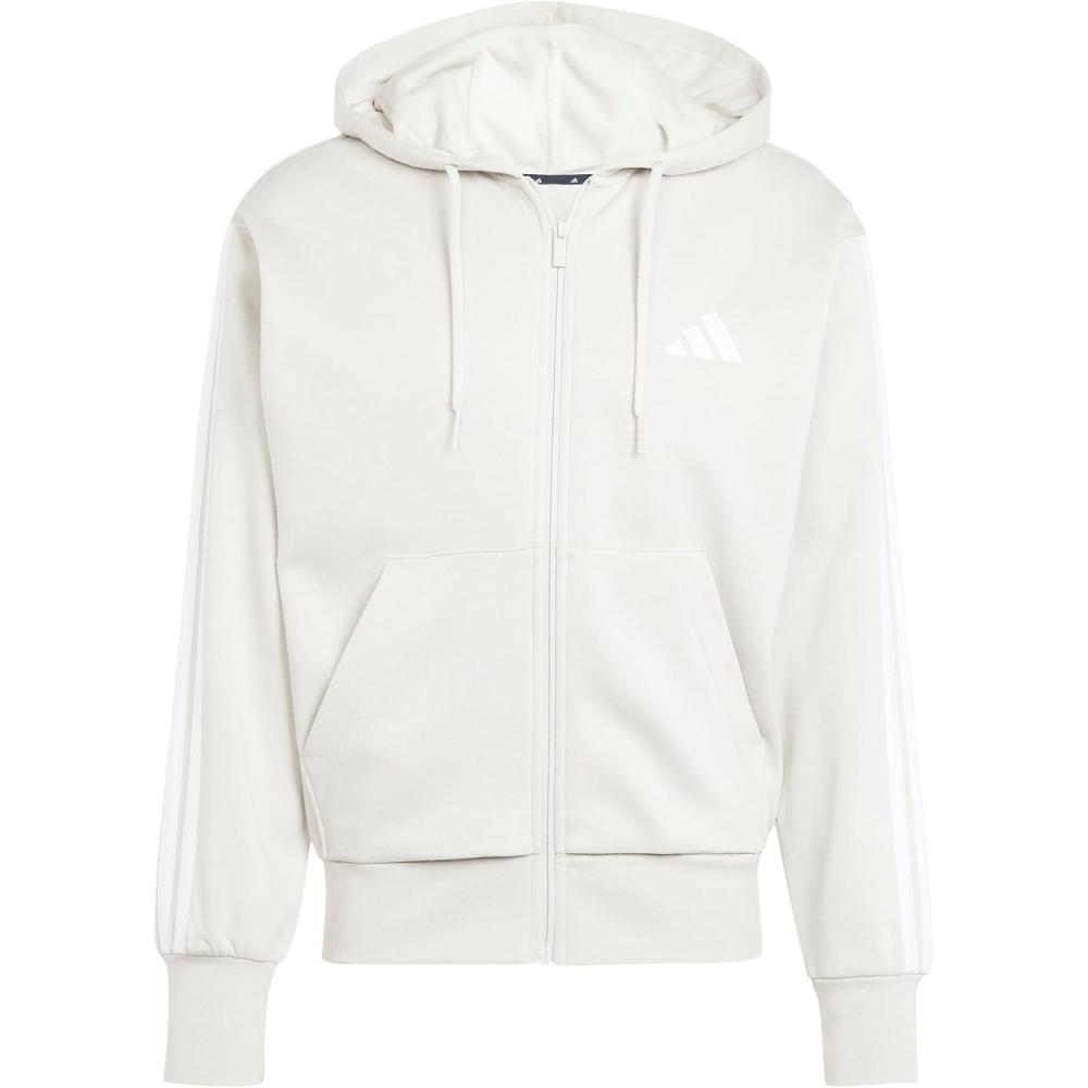 image:imageadidas mens Essentials 3stripes Fleece Fullzip Hooded Track TopWonder AluminaWhite