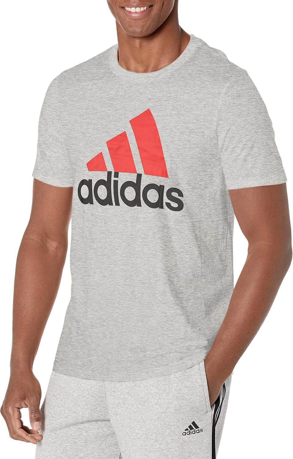 image:imageadidas Badge of Sport Tee MensMedium Grey HeatherVivid RedBlack