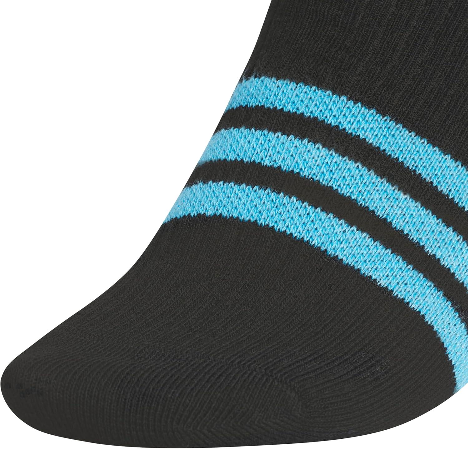 image:imageadidas Kids Superlite No Show Socks for Boys amp Girls 6 Pairs LightweightBlackLucid AquamarineWhiteGirls30