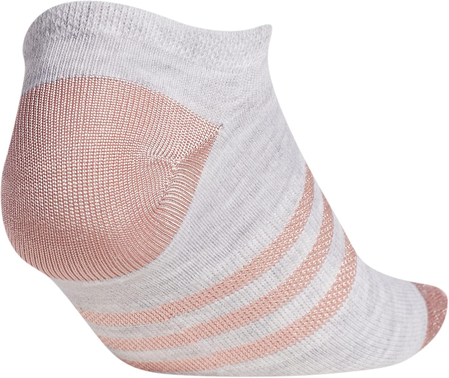 image:imageadidas Kids Superlite No Show Socks for Boys amp Girls 6 Pairs LightweightCool Light HeatherWhiteBlack Shiny NylonGirls