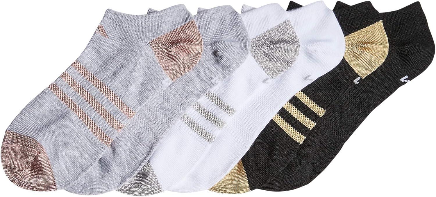 image:imageadidas Kids Superlite No Show Socks for Boys amp Girls 6 Pairs LightweightCool Light HeatherWhiteBlack Shiny NylonGirls