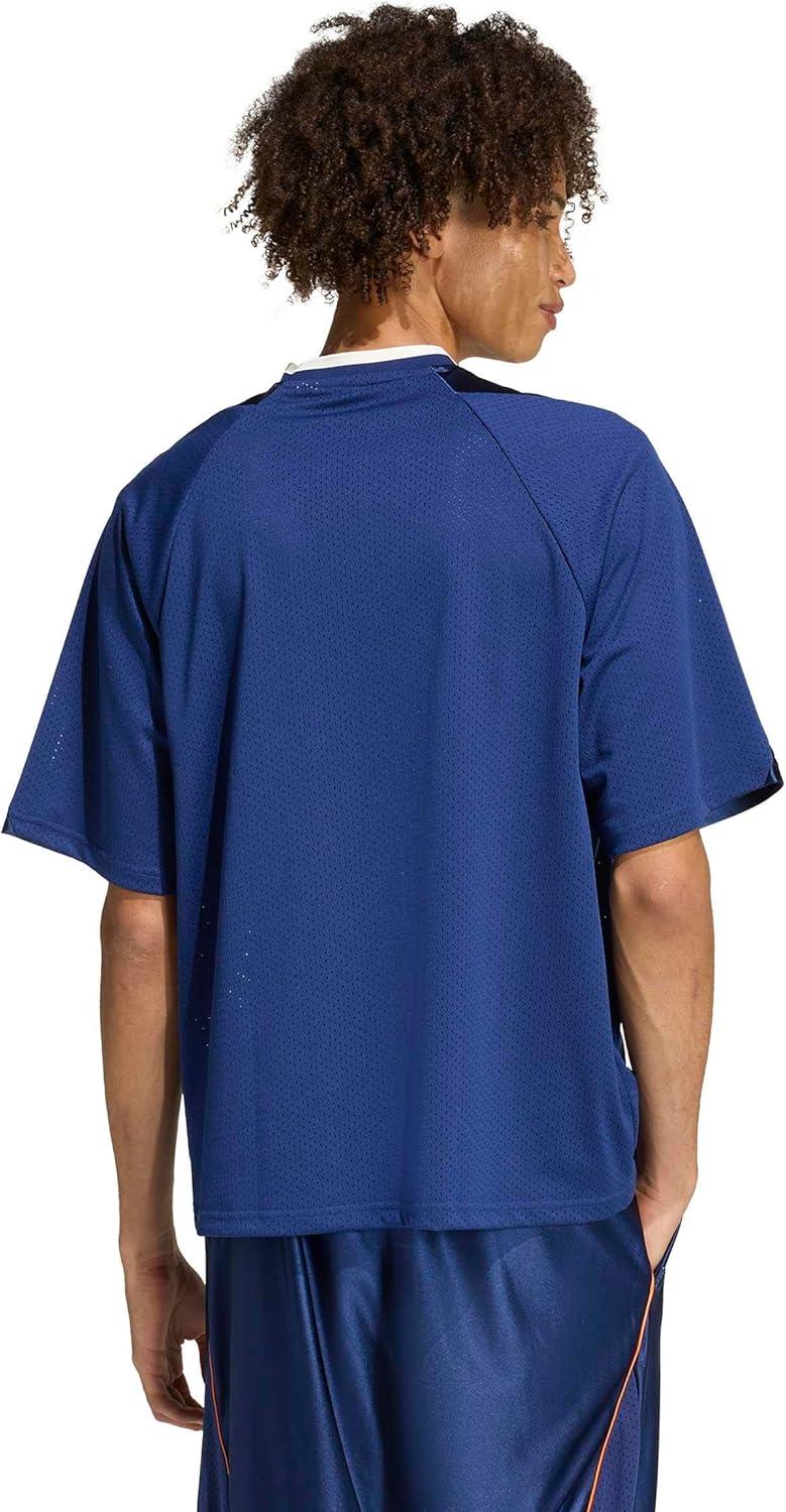 image:imageadidas Mens Men Stadium Seasonal Mesh TShirtDark BlueOff White