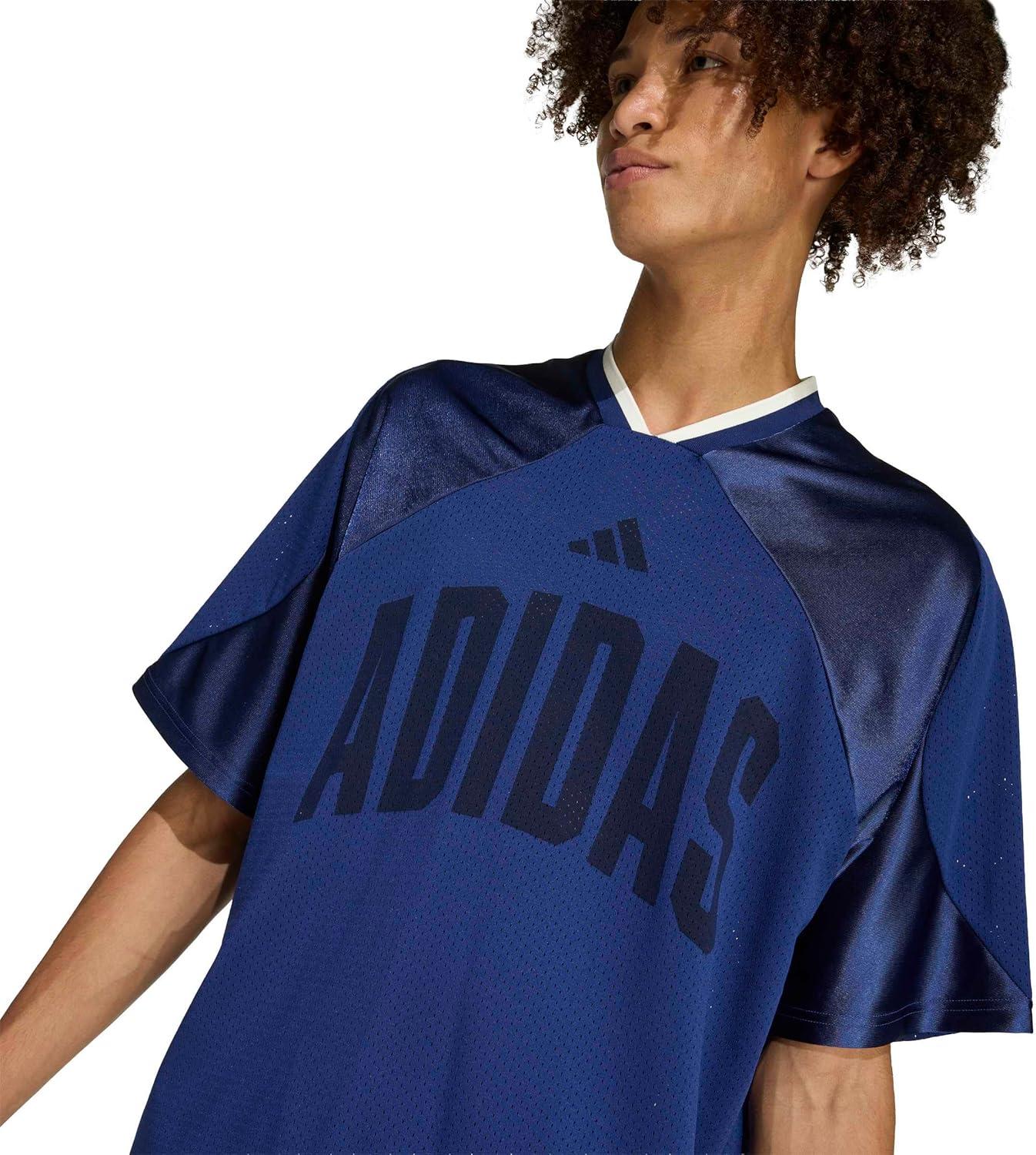 image:imageadidas Mens Men Stadium Seasonal Mesh TShirtDark BlueOff White