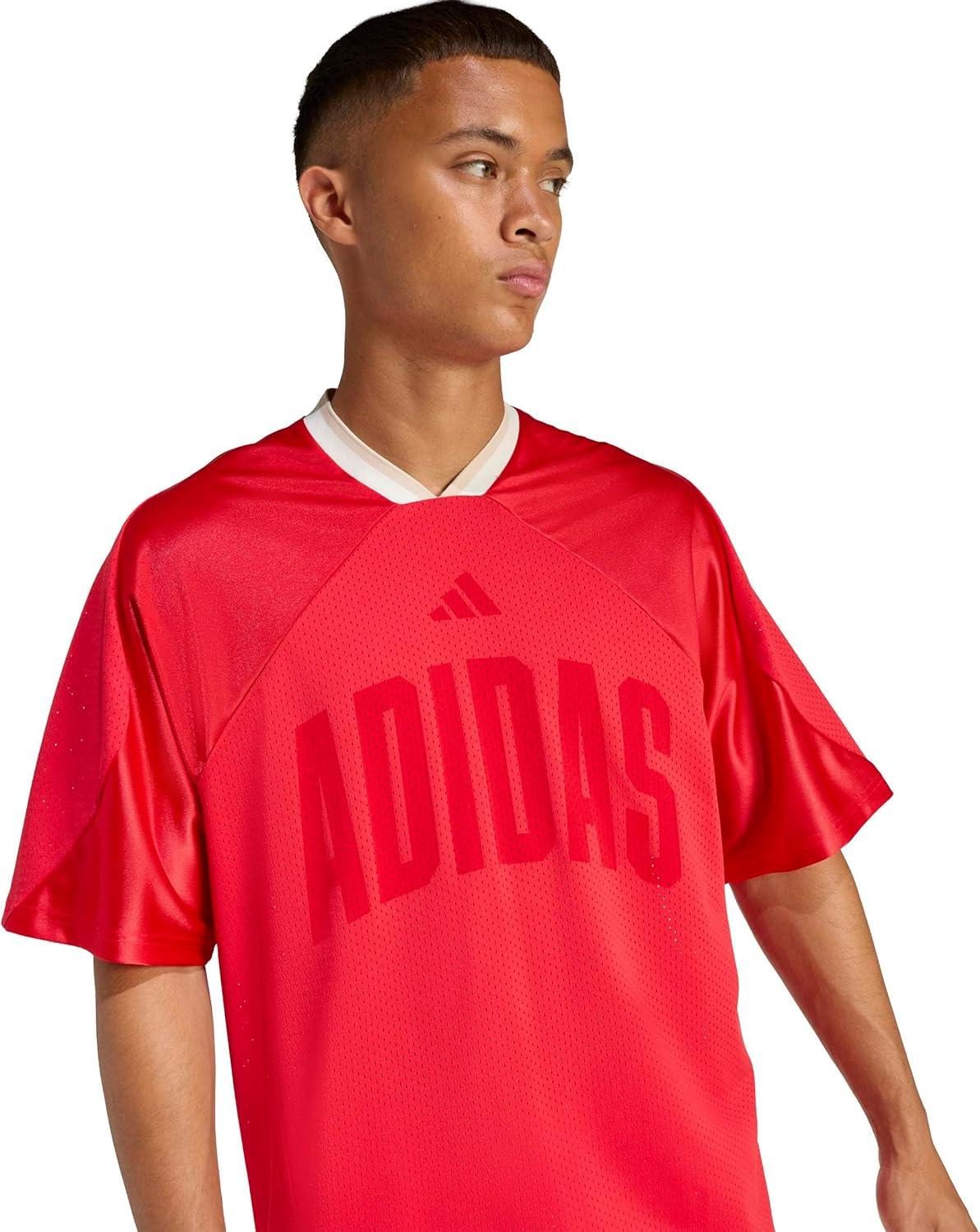 image:imageadidas Mens Men Stadium Seasonal Mesh TShirtPure RubyOff WhiteCrystal Linen