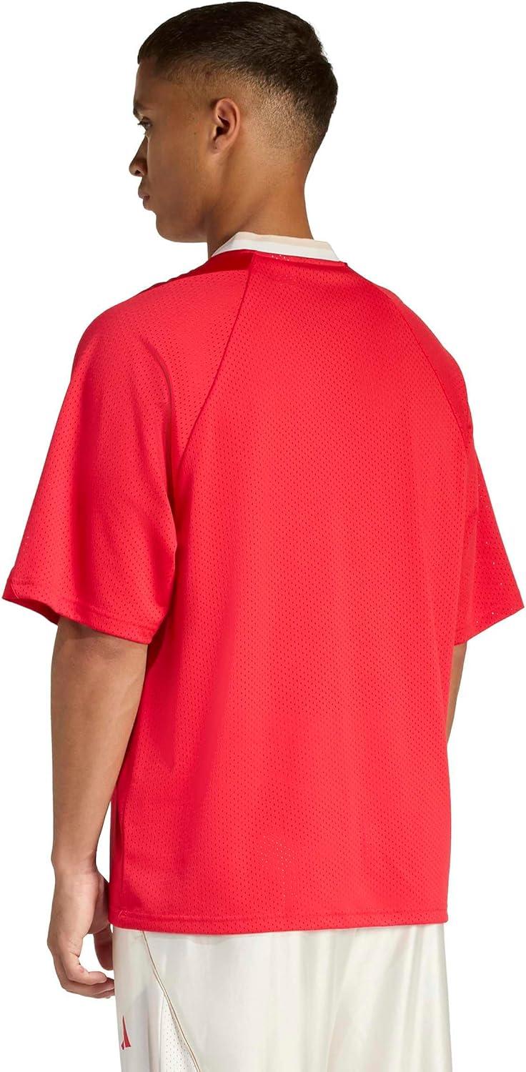 image:imageadidas Mens Men Stadium Seasonal Mesh TShirtPure RubyOff WhiteCrystal Linen