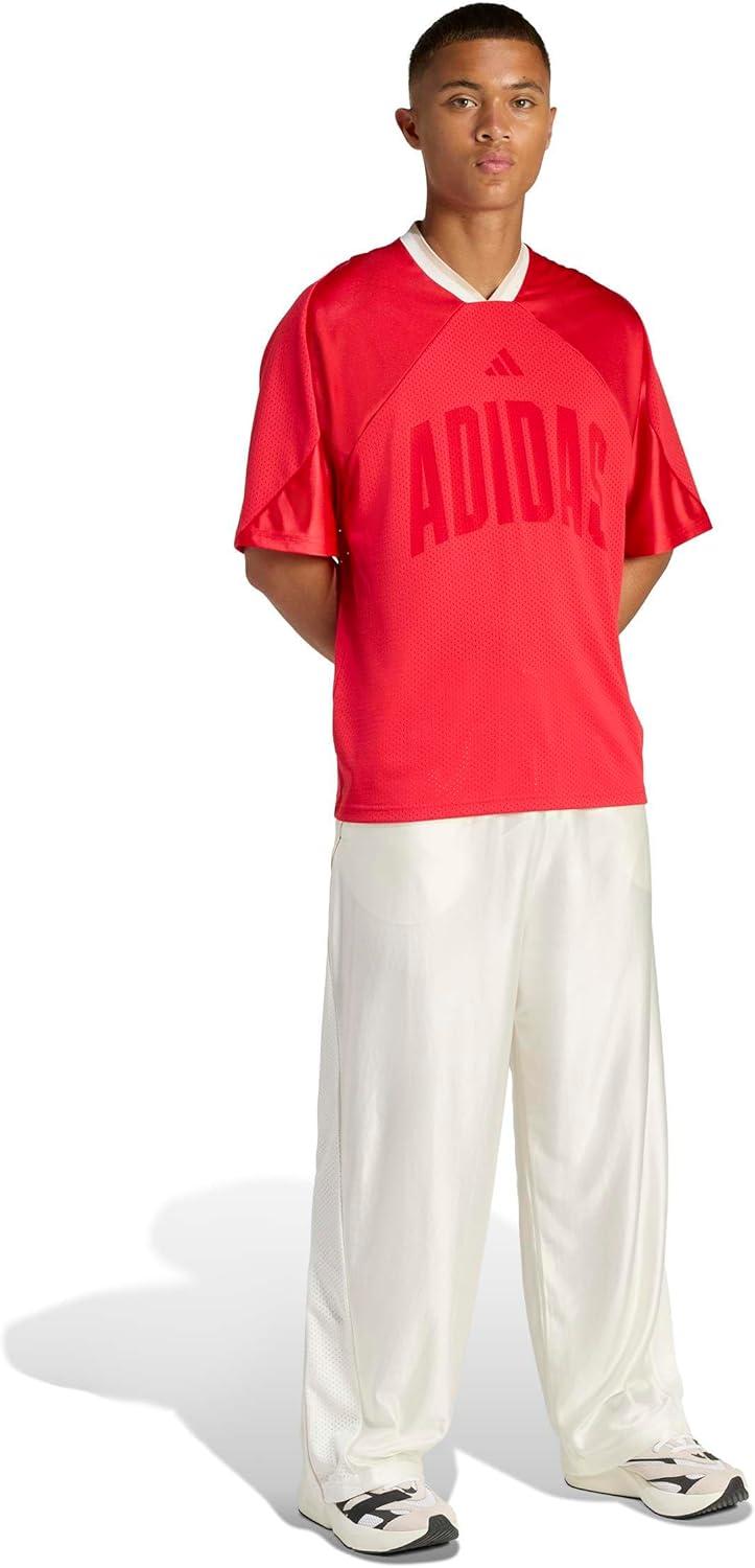 image:imageadidas Mens Men Stadium Seasonal Mesh TShirtPure RubyOff WhiteCrystal Linen