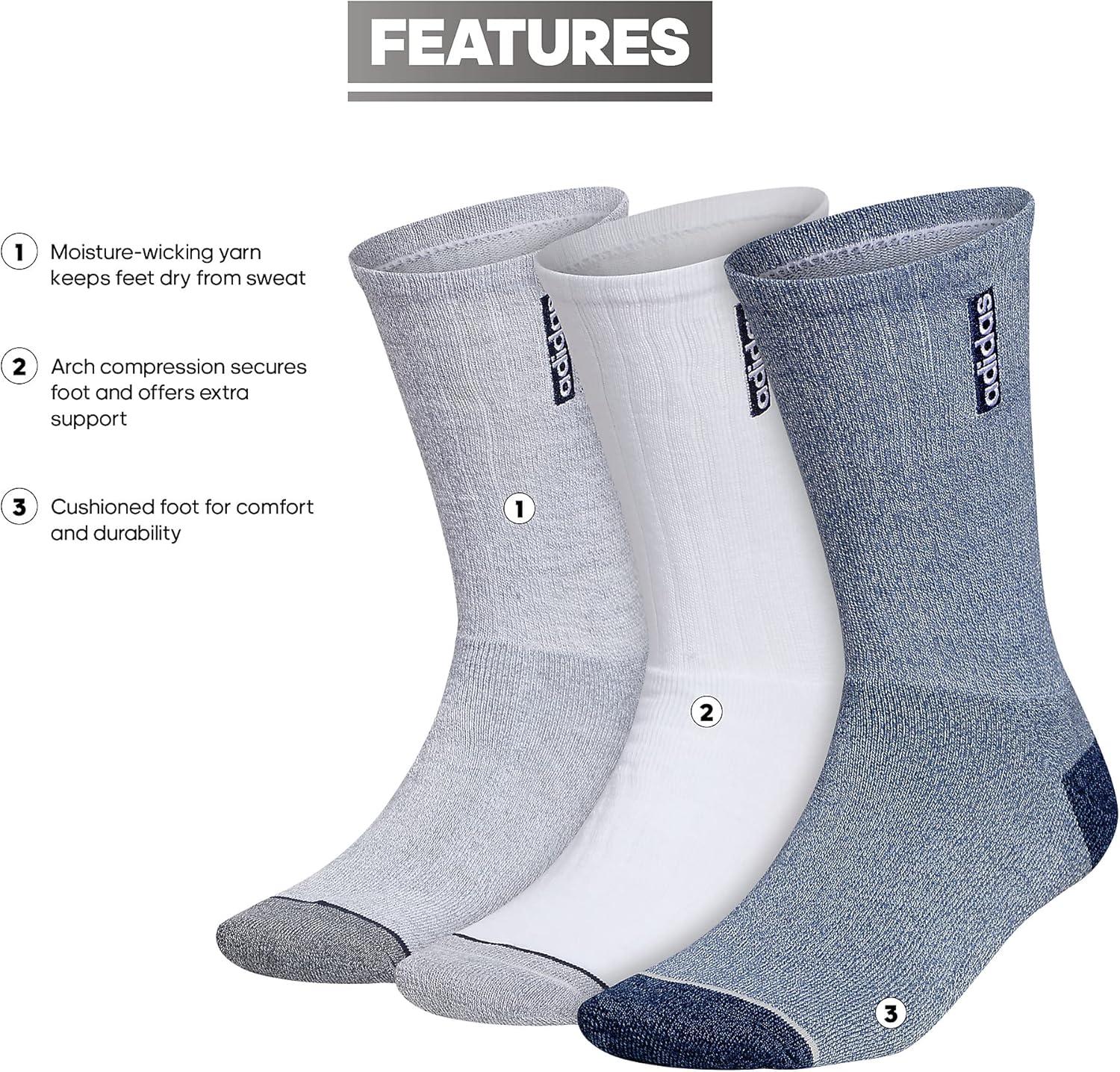 image:imageadidas mens Classic Cushioned 20 3pack Crew DiscontinuedWonder Steel BlueClear Onix GreyWhite